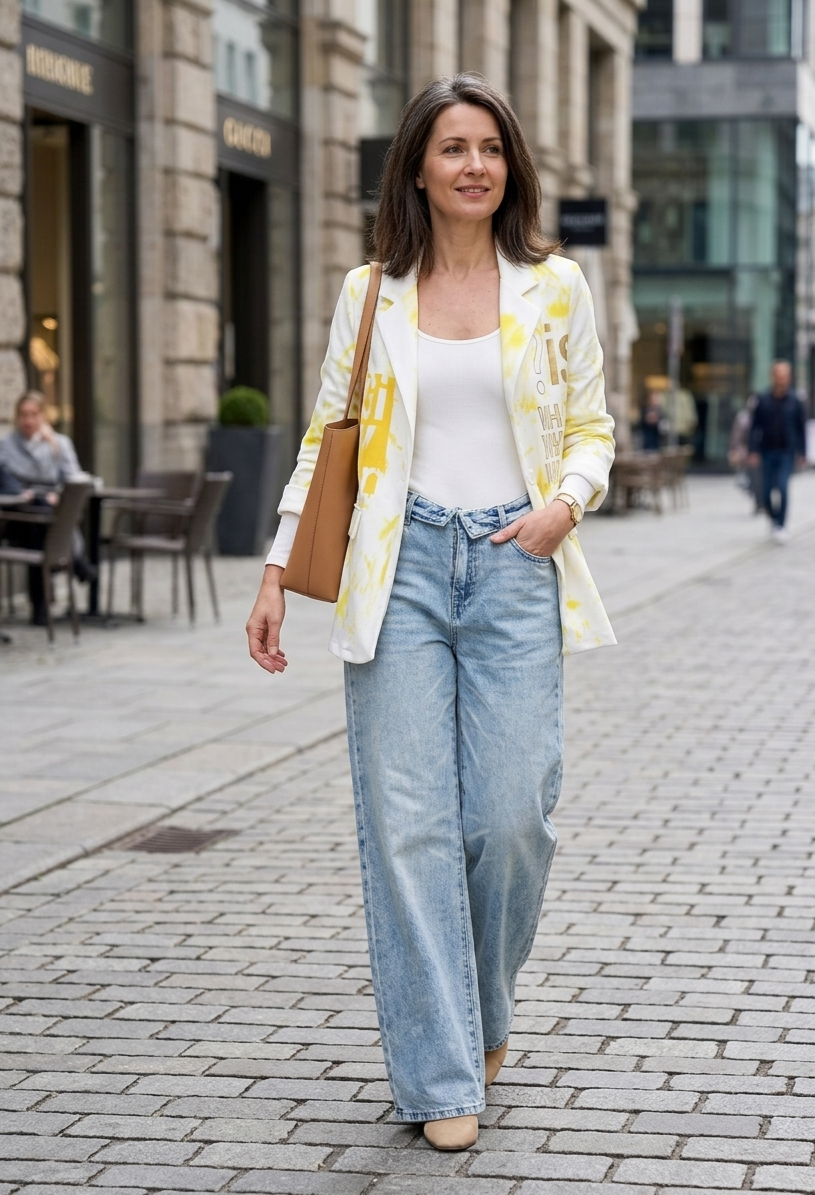 Jean Wide Leg Femme à Revers Taille Haute – Coupe Large Denim Tendance – Wide Flow Denim – LyaMode