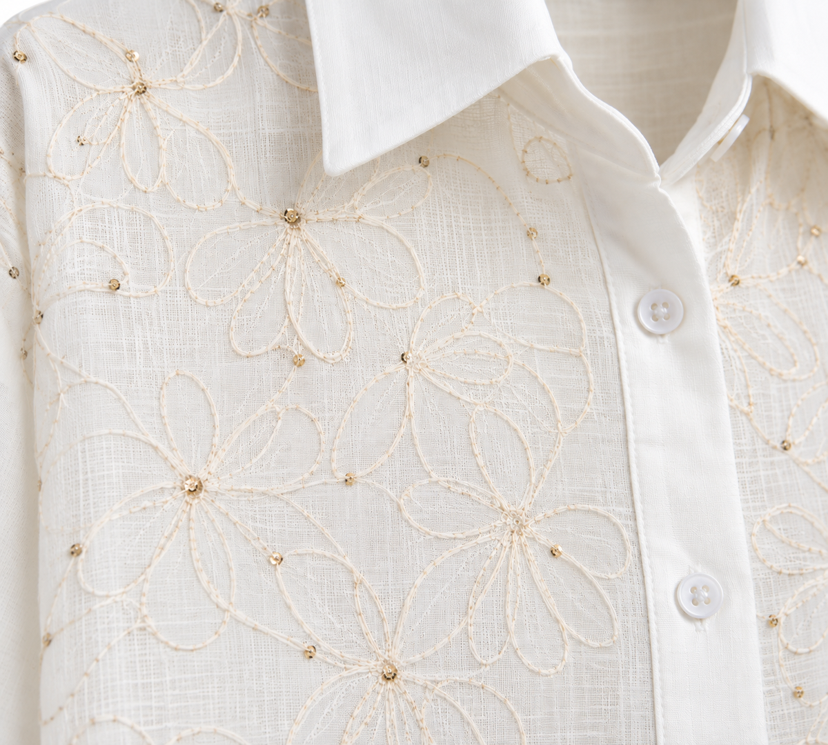 Chemise Femme Brodée Florale 100% Coton | LyaMode