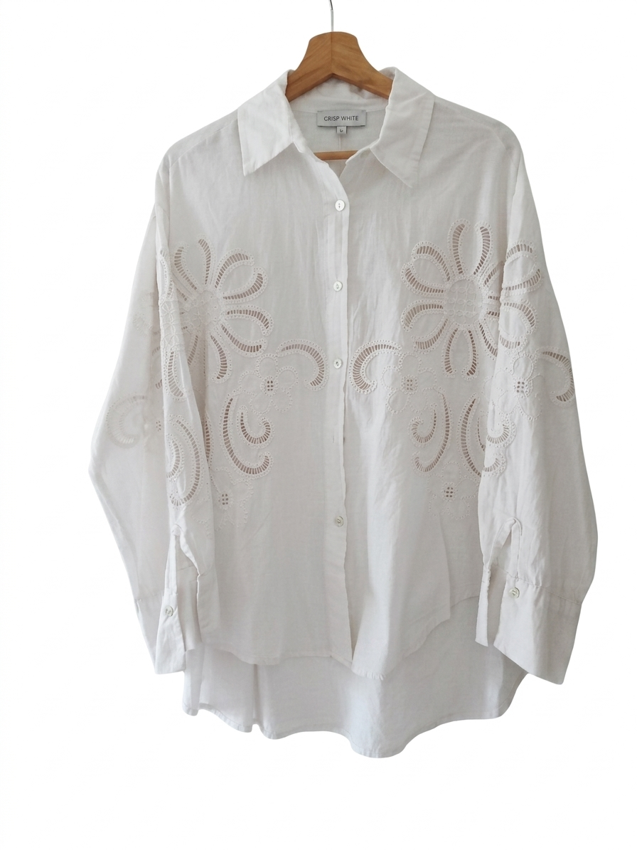 Chemise brodée femme oversize coton manches longues – Aura Brodée | LyaMode