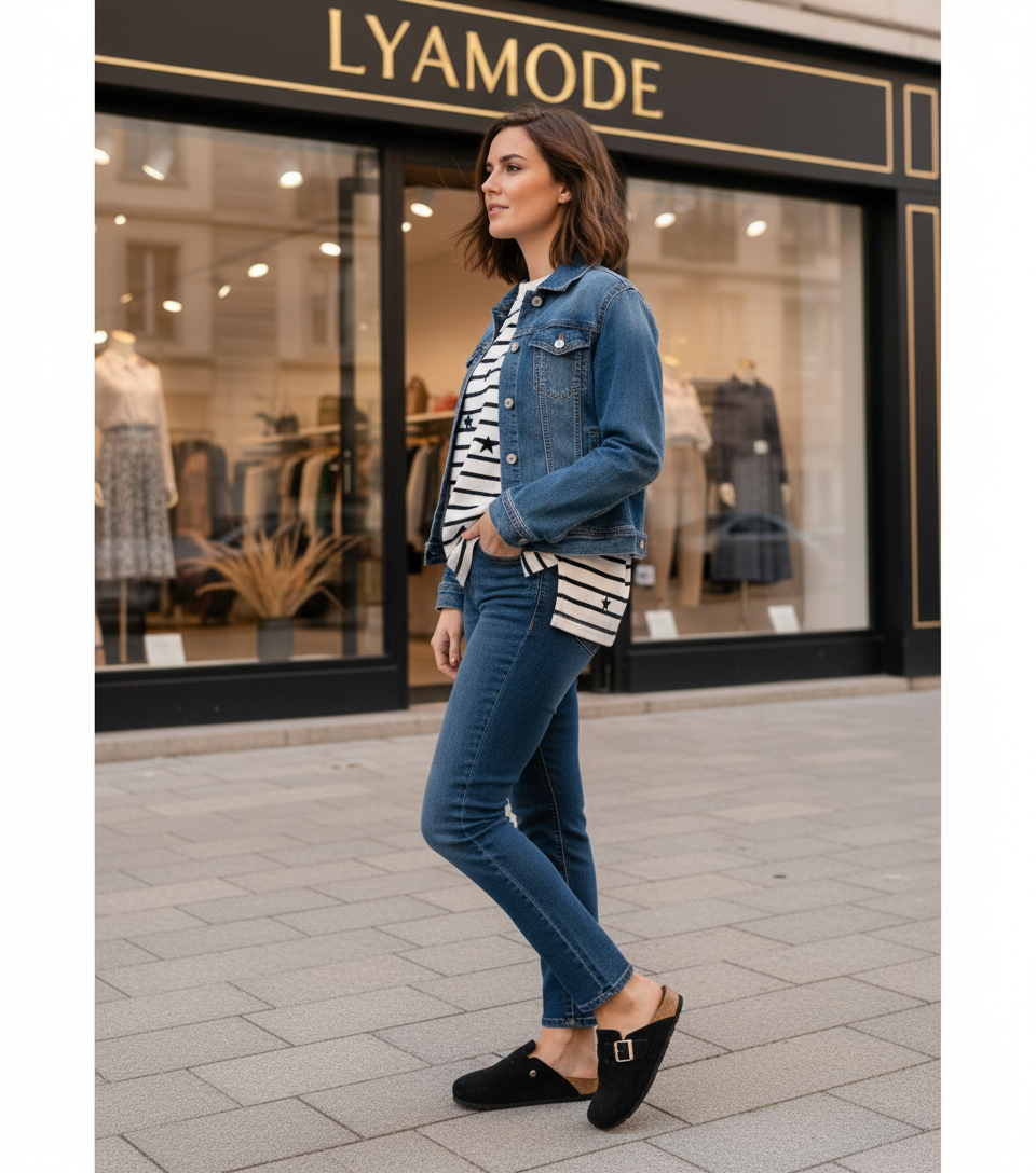 Veste en jean femme coupe moderne denim stretch confortable coton casual chic mi-saison du 36 au 46 | LyaMode