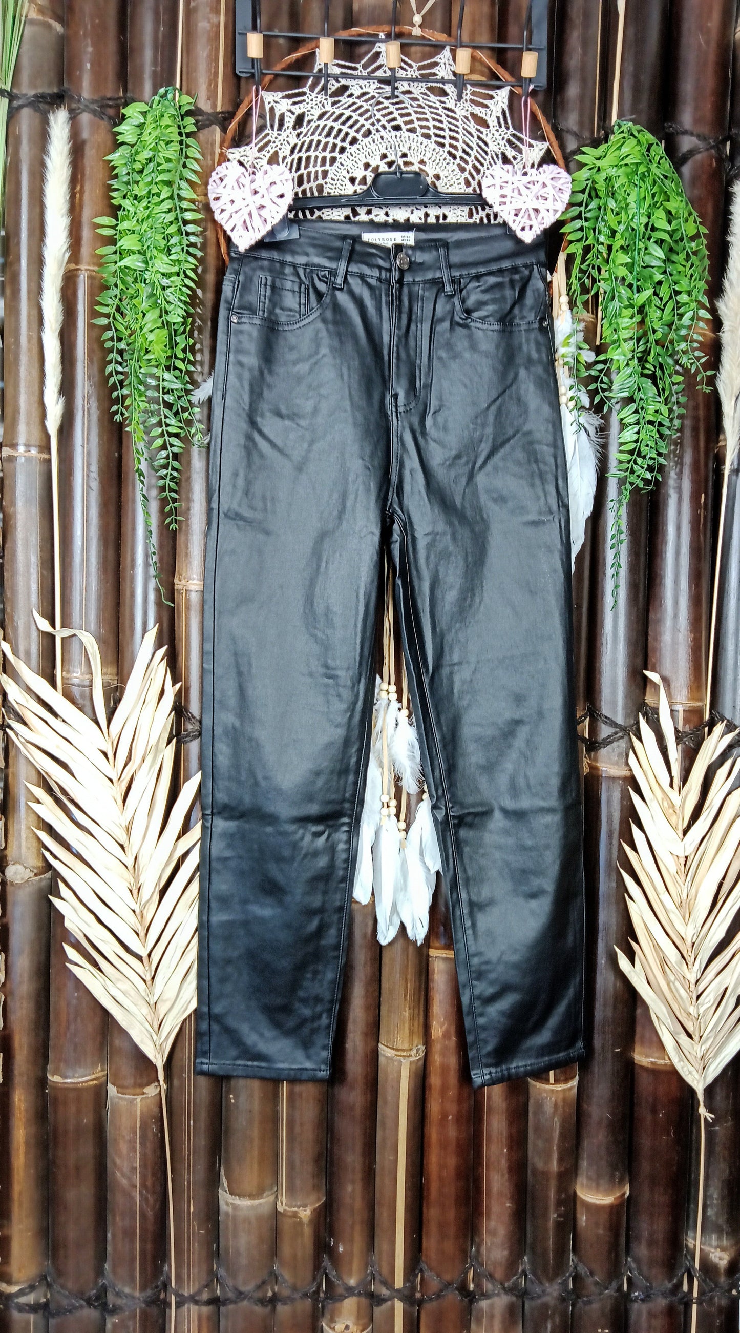 Pantalon Mom-Fit Simili Glam