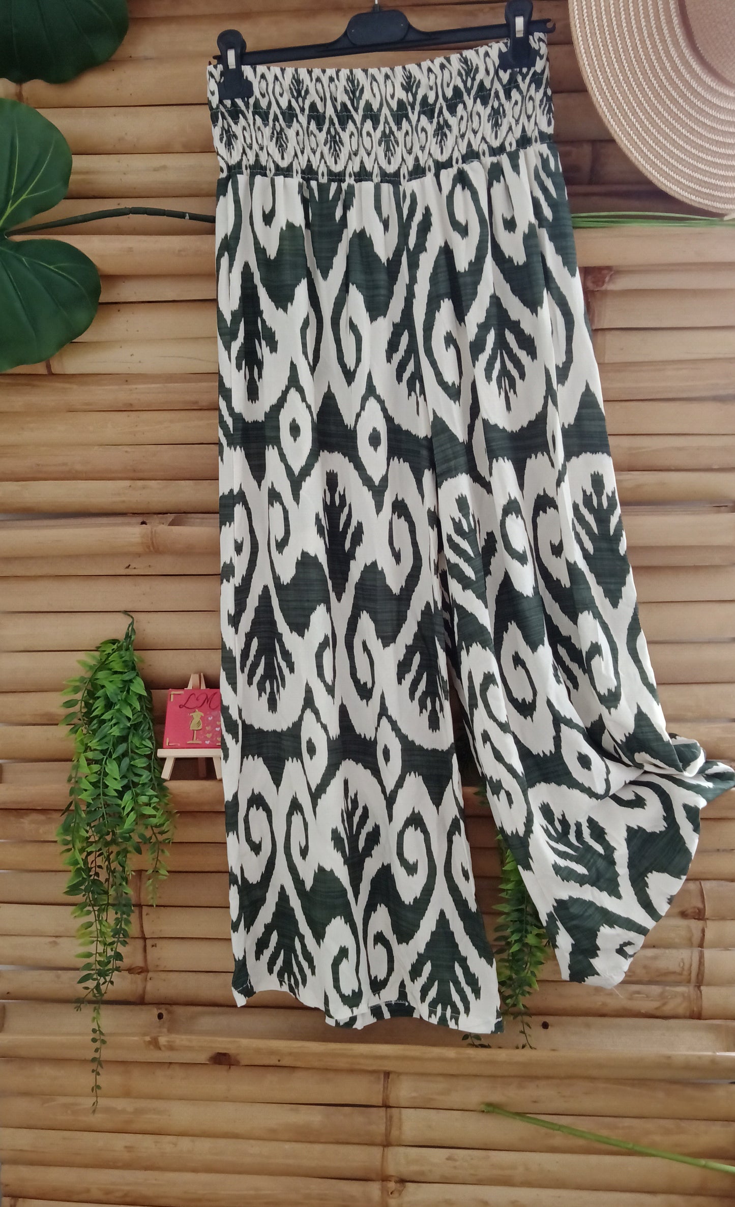 Pantalon Femme Fluide Imprimé Taille Smockée Viscose Coupe Large Bali Flow LyaMode