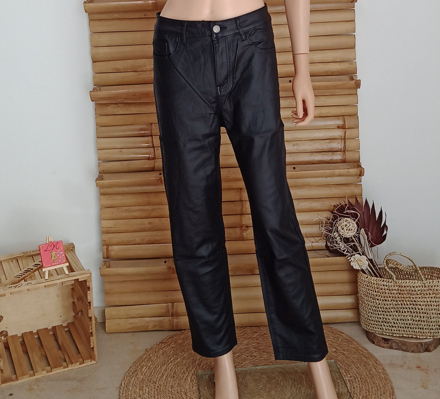 Pantalon Mom-Fit Simili Glam