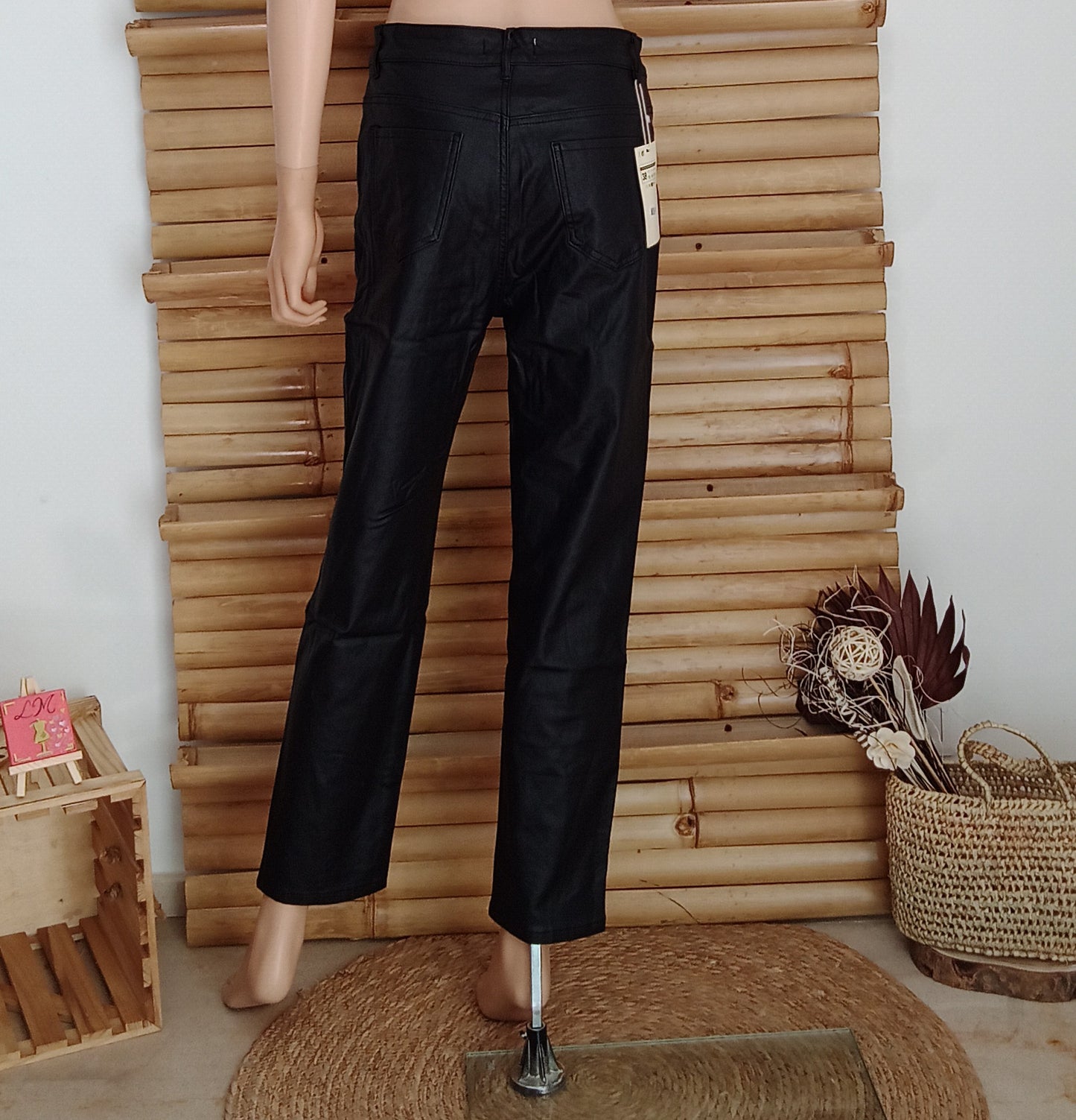 Pantalon Mom-Fit Simili Glam