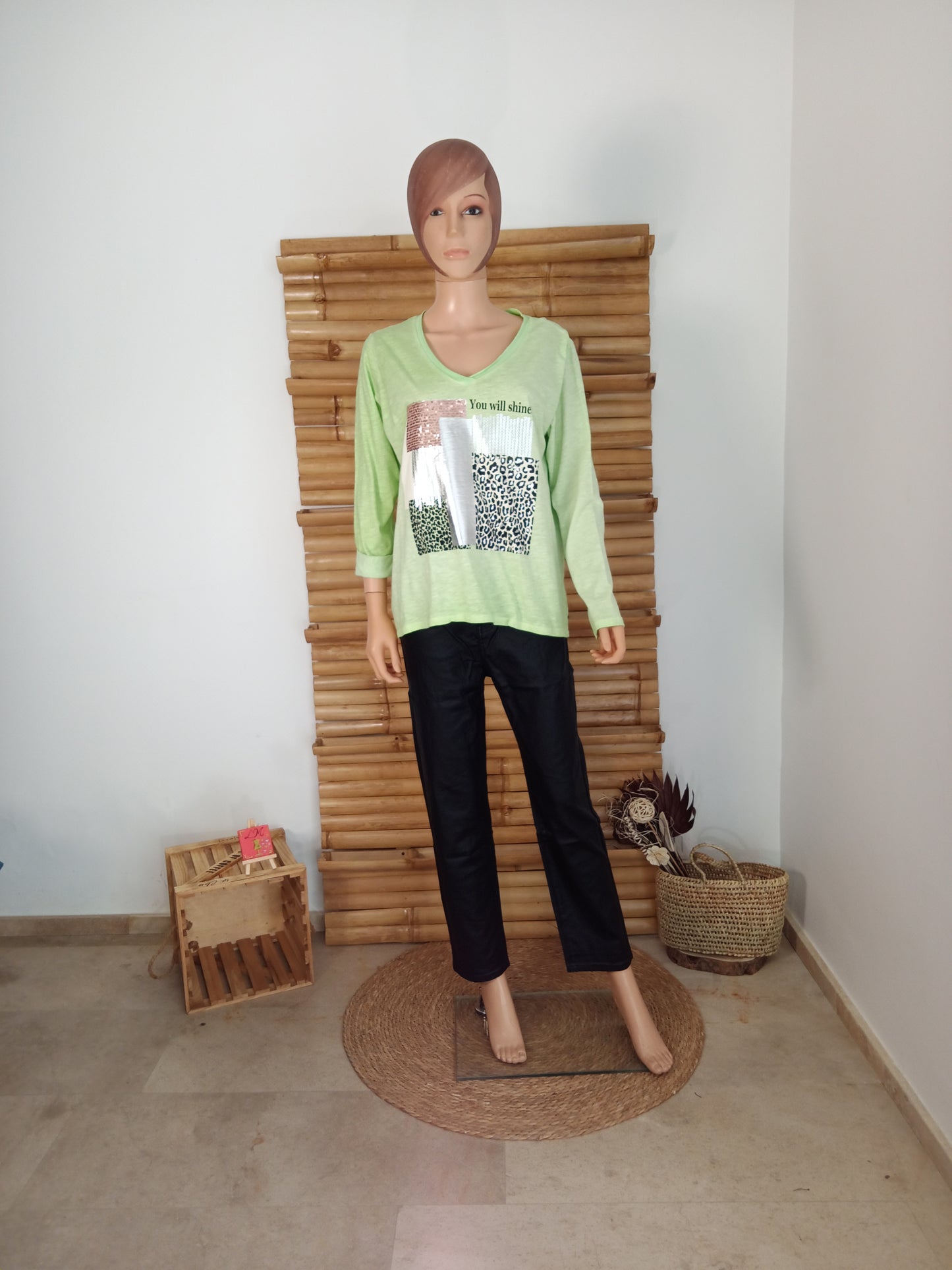 Pantalon Mom-Fit Simili Glam