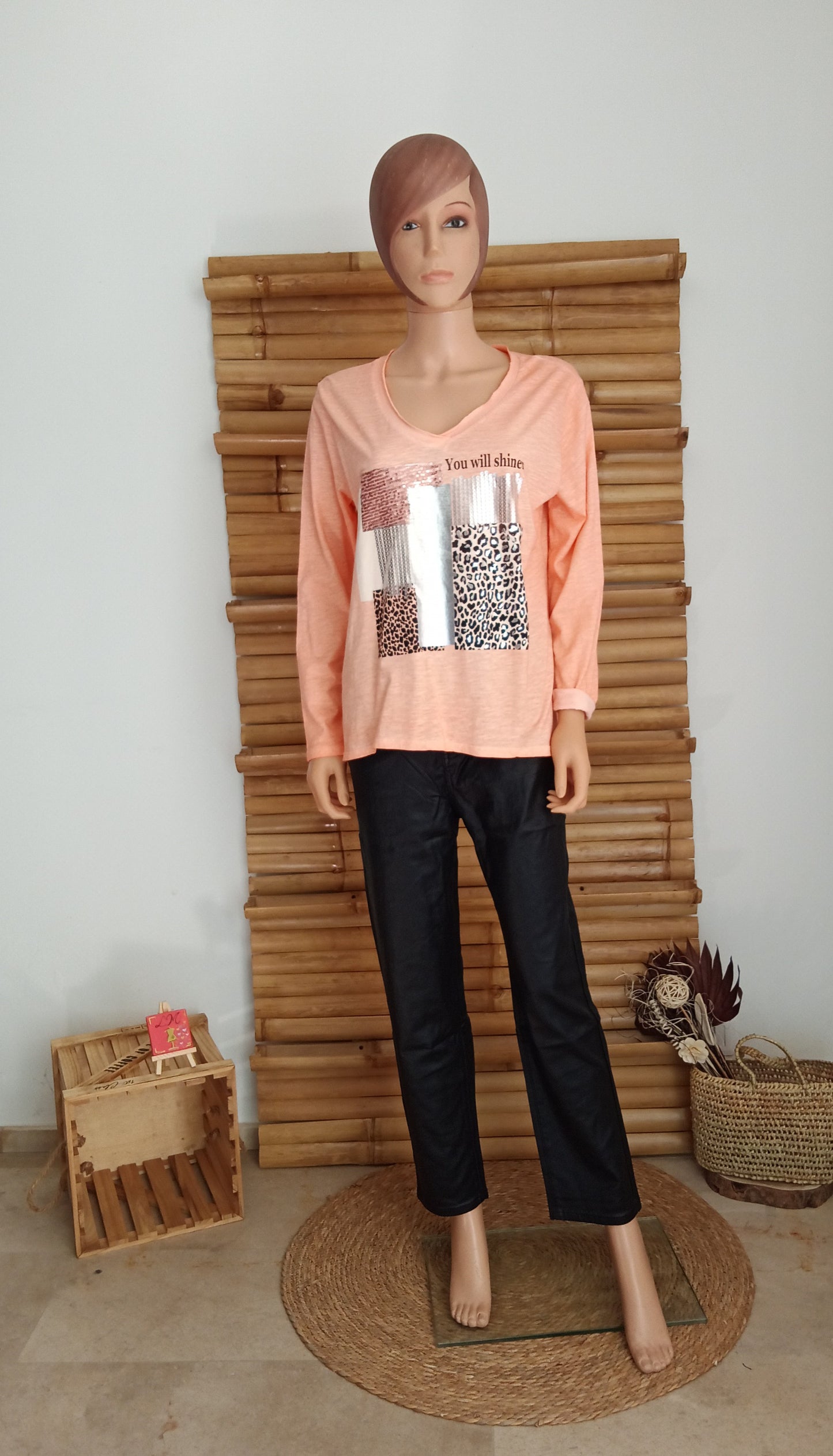 Pantalon Mom-Fit Simili Glam