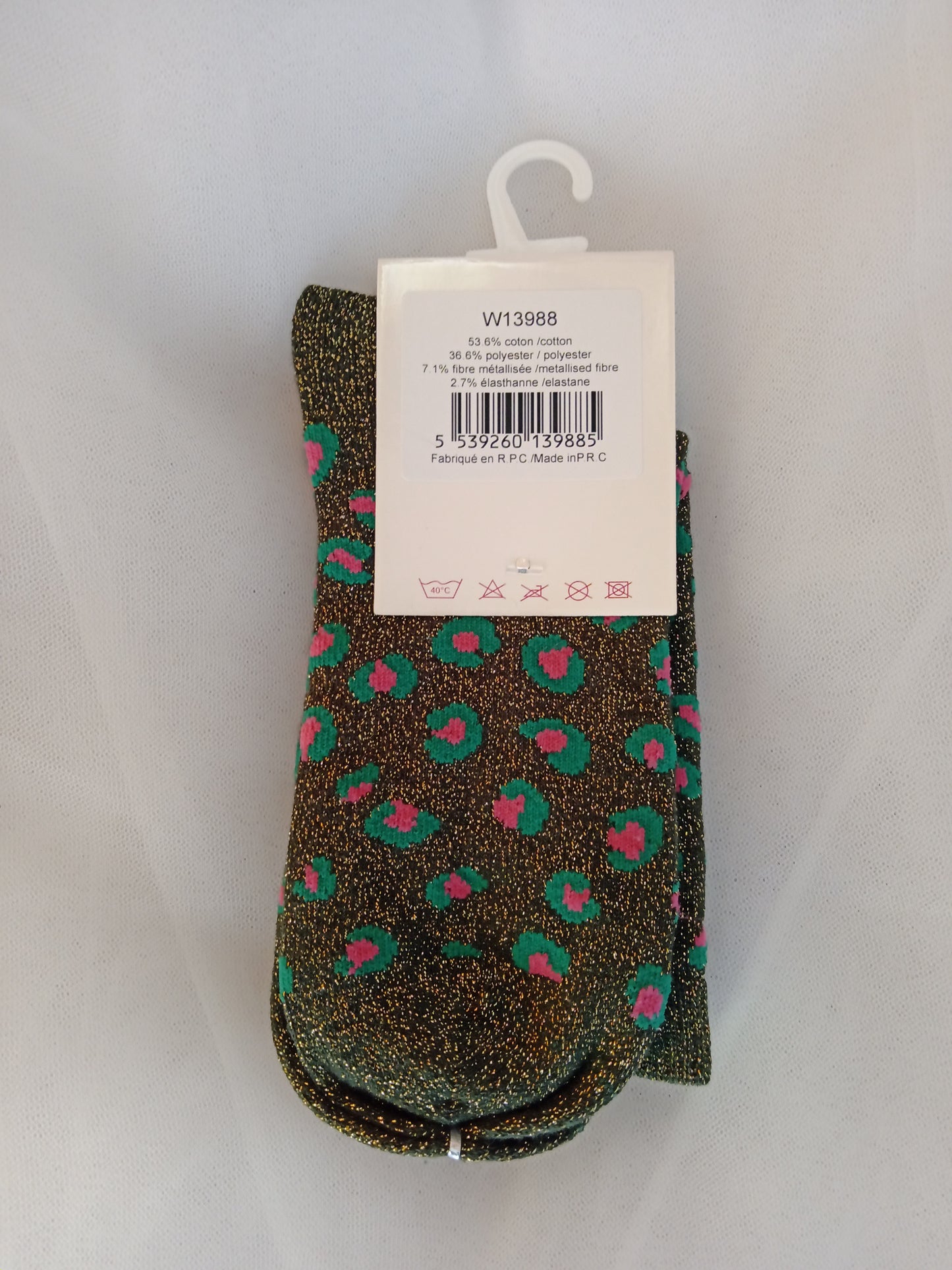 Chaussettes femme léopard pailletées coton extensibles brillantes confort mode tendance Wild Spark | LyaMode