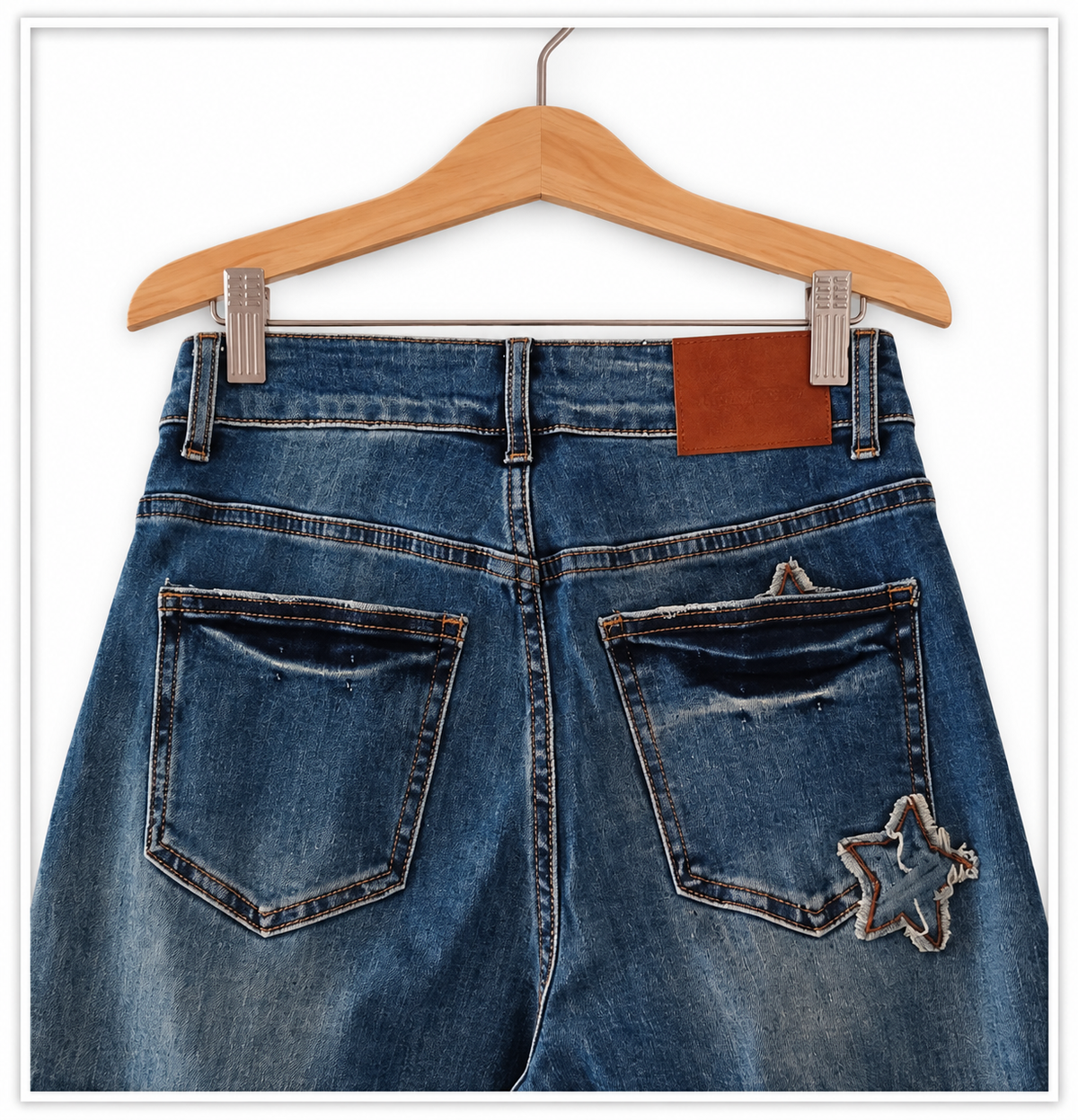 Jean Ballon Femme Étoile Denim Bleu | LyaMode