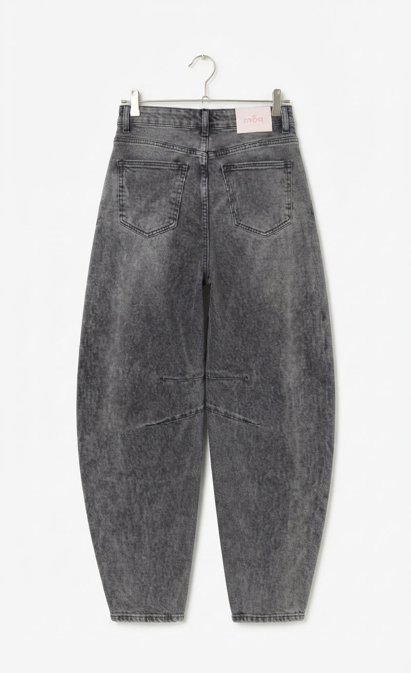 Jean Ballon Femme Gris Délavé – Coupe Taille Haute | LyaMode