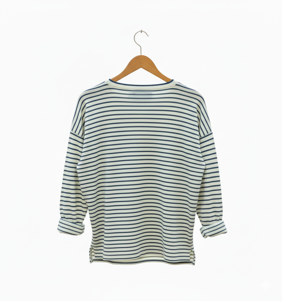 Pull marinière femme rayé coton col V manches longues étoiles brodées | Marinière Étoilé – LyaMode