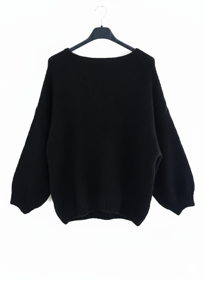 Pull femme maille douce chaude col V laçage coupe ample confort cocooning | L’Essentiel Cocoon – LyaMode