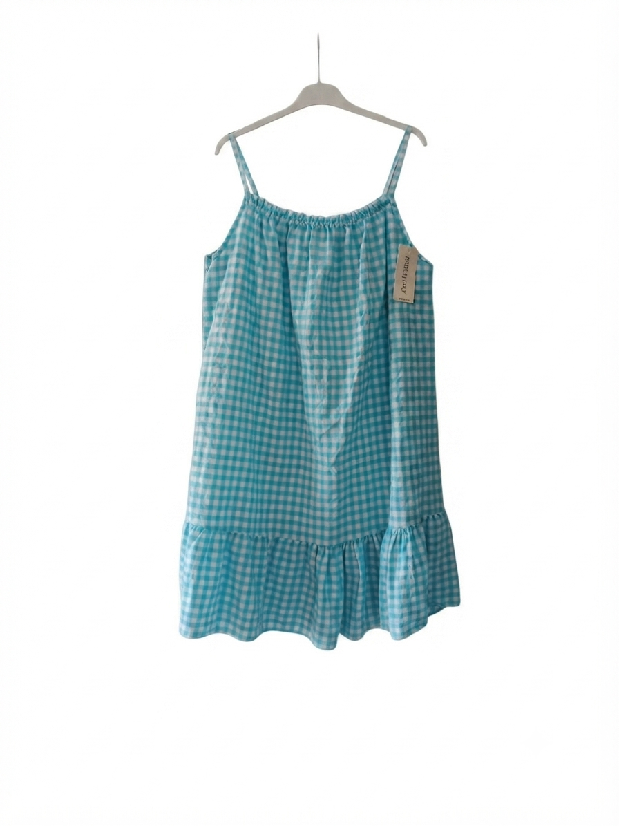 Robe Vichy Azur en coton – Taille unique | LyaMode