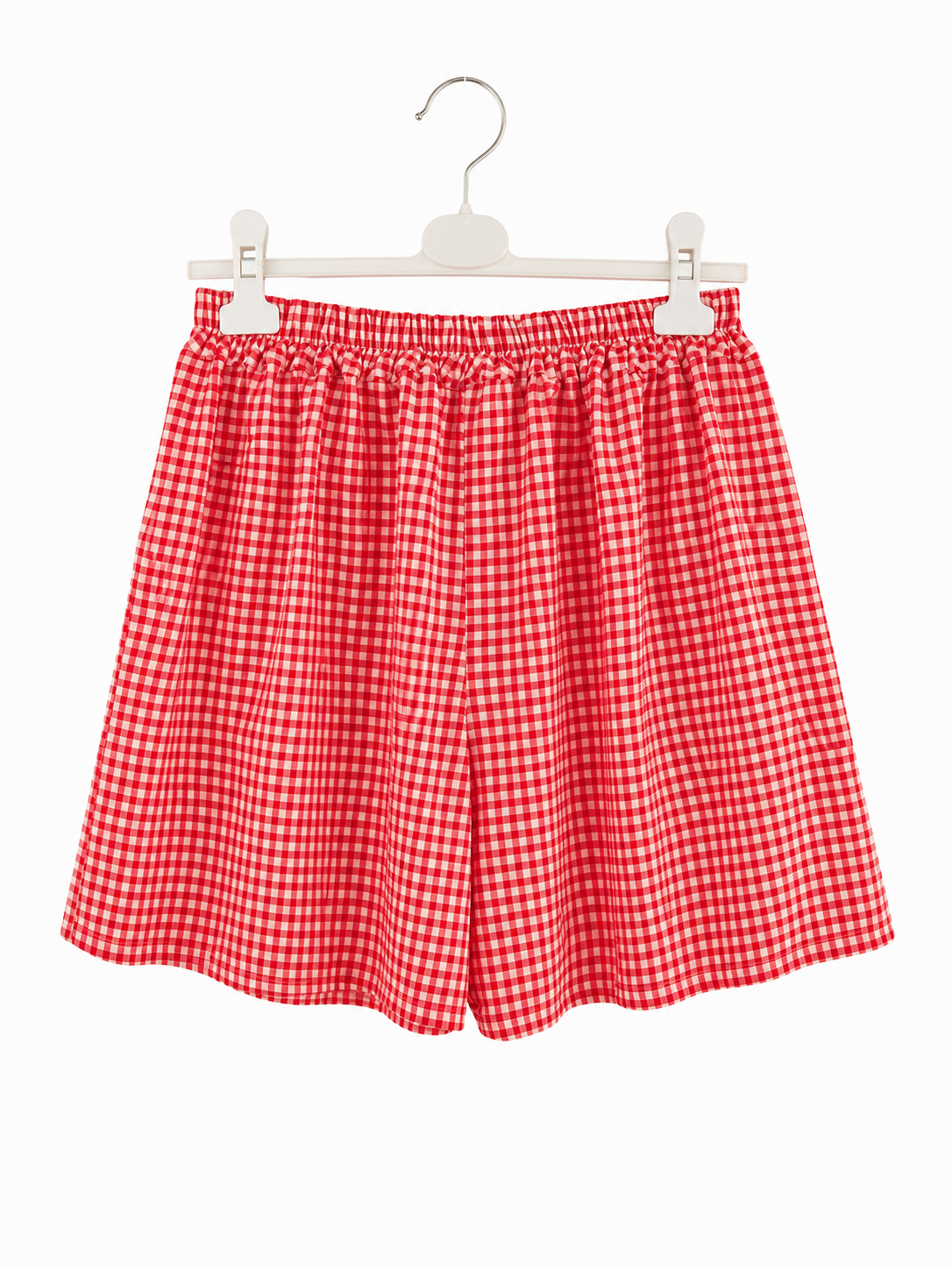 Short vichy taille unique à taille élastique avec poches – 50 % coton – LyaMode