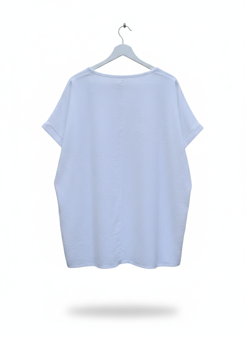 Tee-shirt Femme Coupe Fluide Manches Tombantes Coton Made in Italy Coup de Brise LyaMode