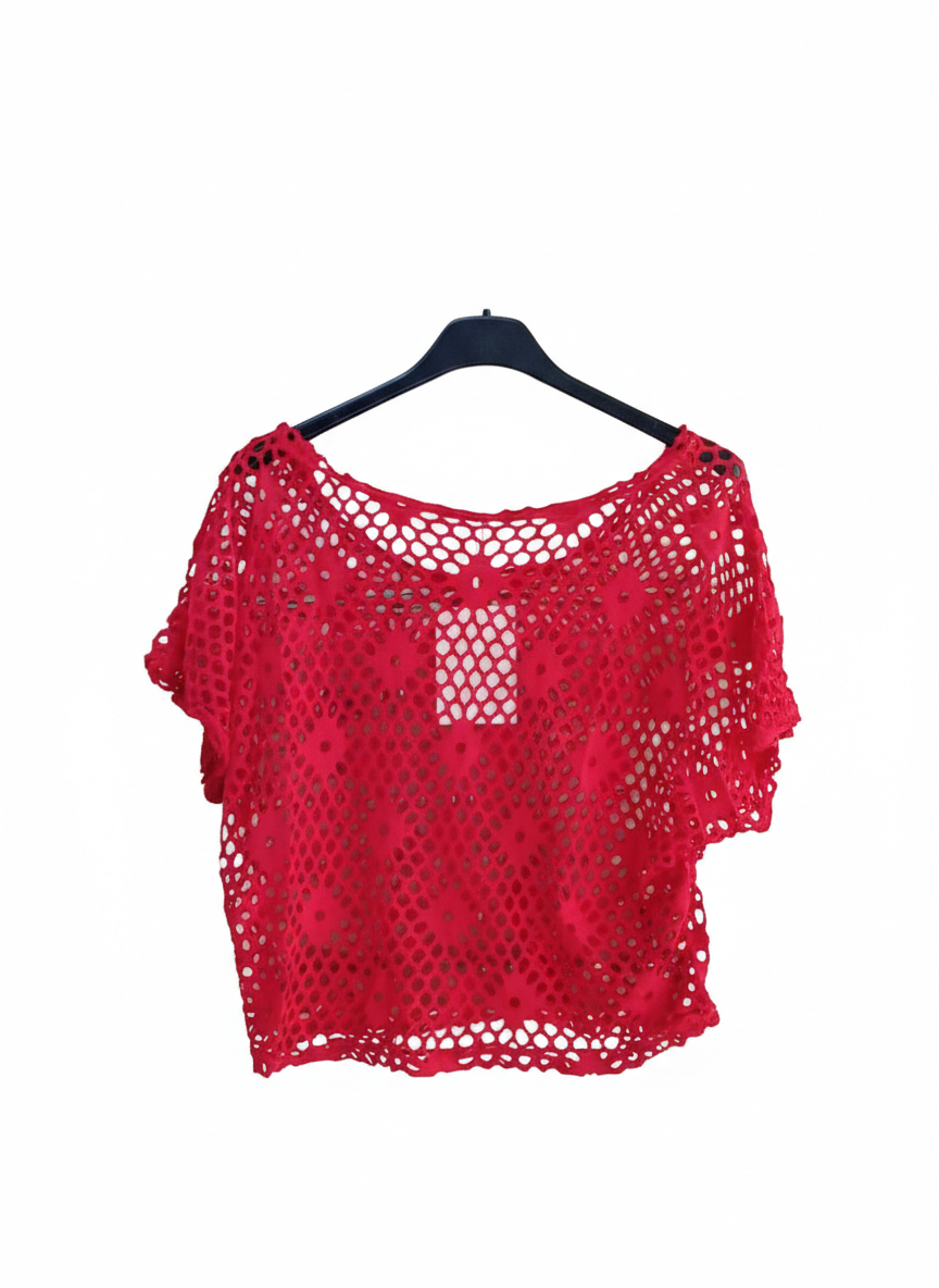 Top Femme Maille Filet Ajourné Bohème Léger Taille Unique Top Libre & Tissé LyaMode
