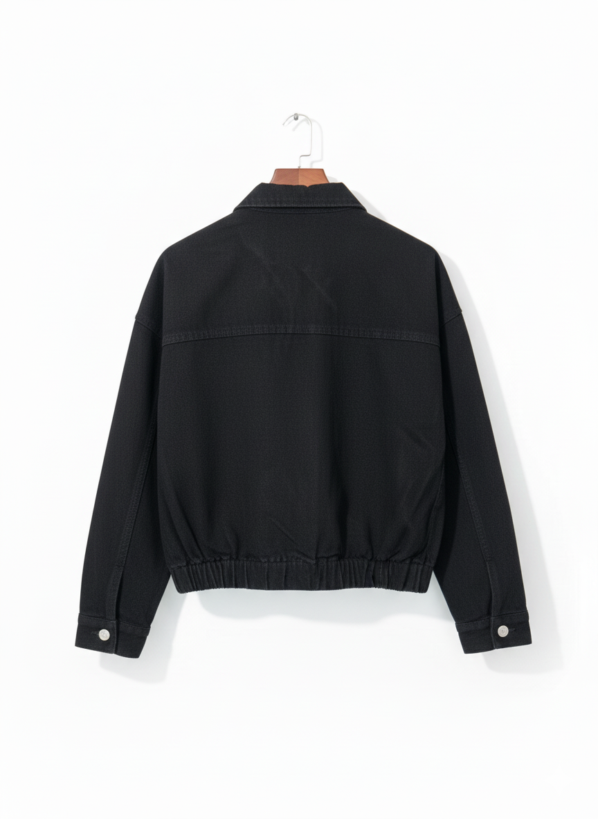 Veste en jean femme noire coupe moderne coton confortable poches rabat style casual chic mi-saison | LyaMode