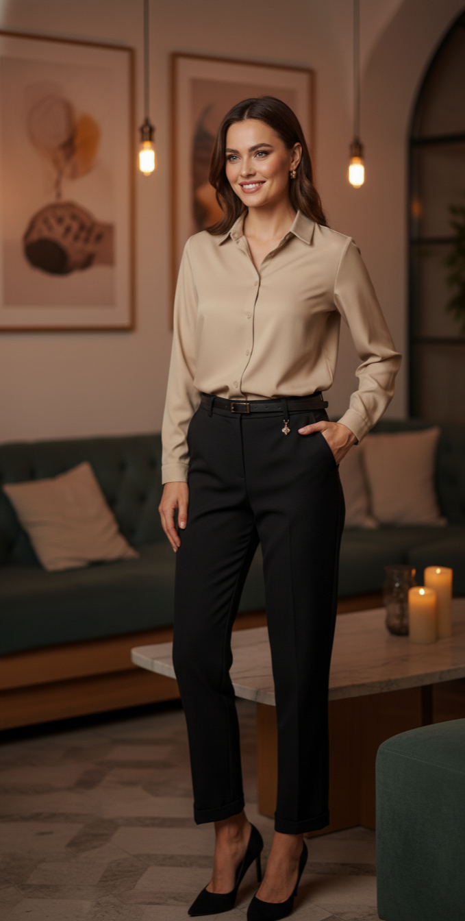 Chemise Femme Coton Stretch Manches Longues Coupe Classique Élégante Confort Bureau – PureLine | LyaMode