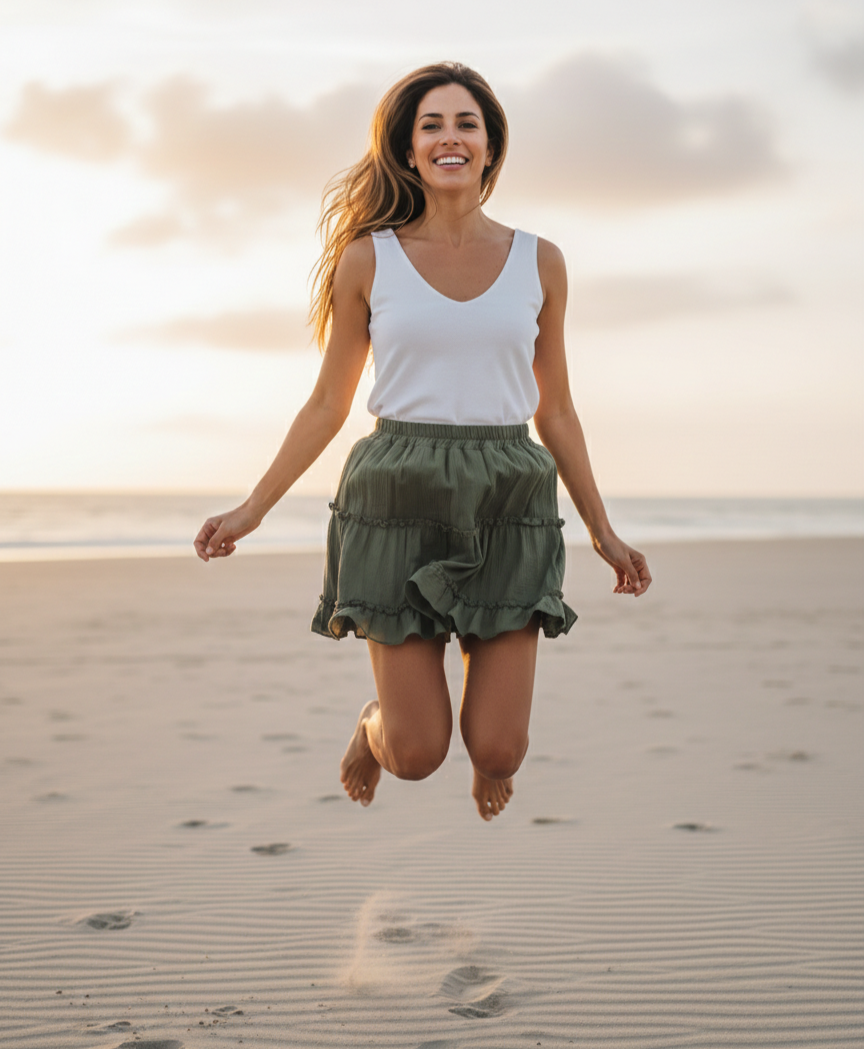 Jupe Courte Coton à Volants Taille Élastique Femme – Souffle d’Été | LyaMode