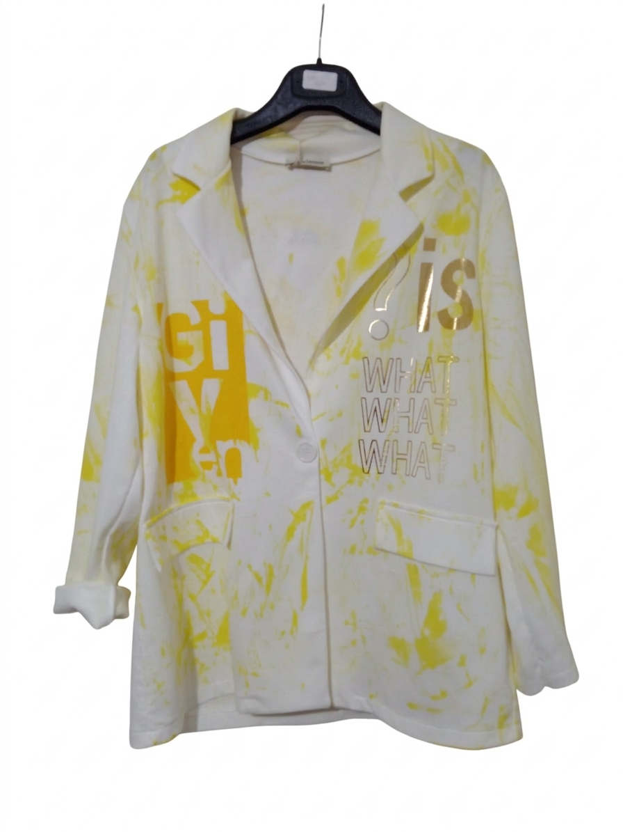 Veste blazer imprimée femme oversize lettres dorées fausses poches "Blaze Pop" LyaMode