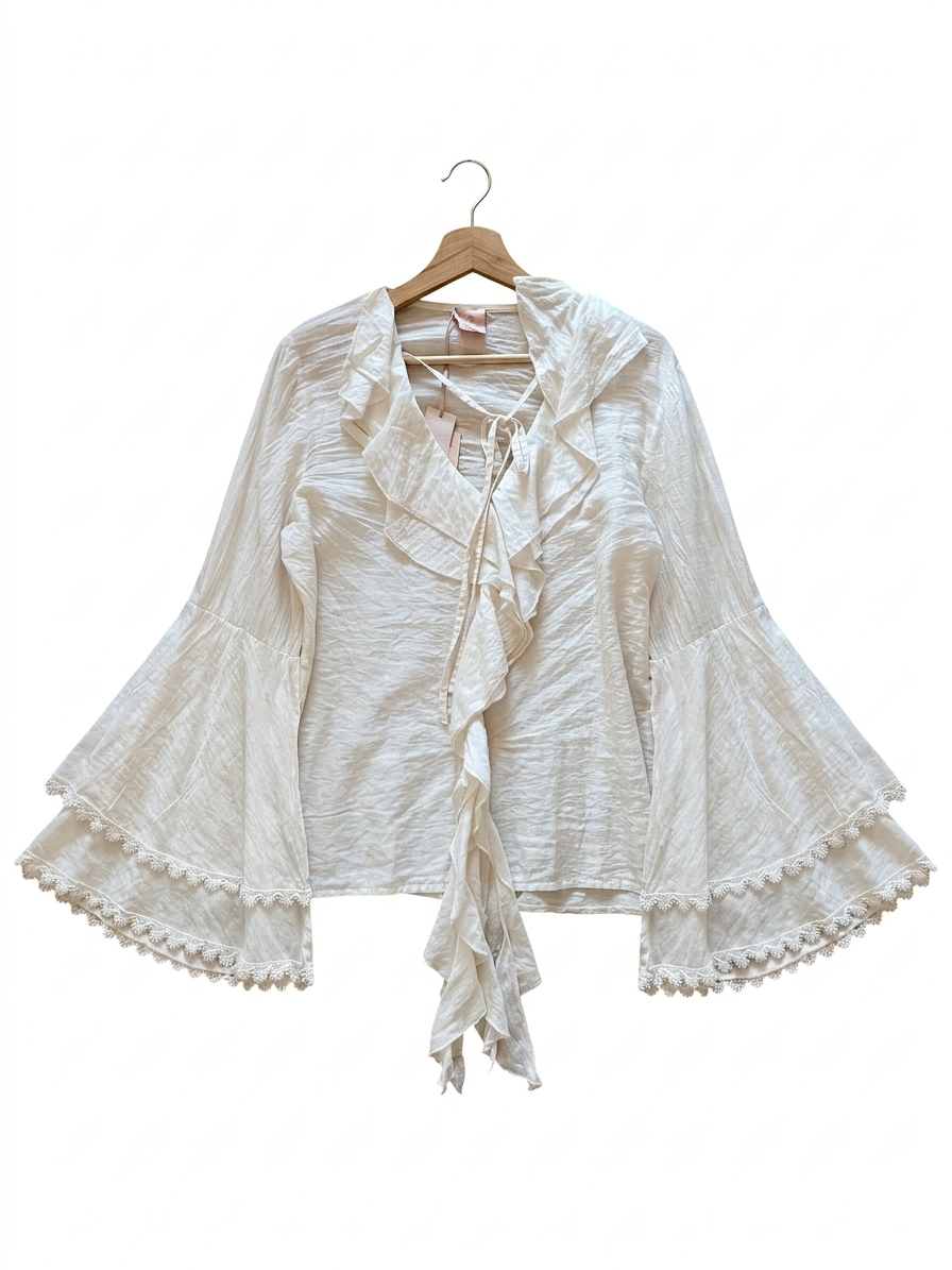 Blouse fluide femme à volants et col lacé légère – Éclat Bohème | LyaMode