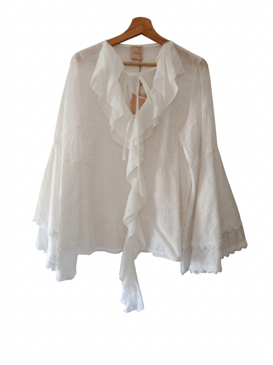 Blouse fluide femme à volants et col lacé légère – Éclat Bohème | LyaMode