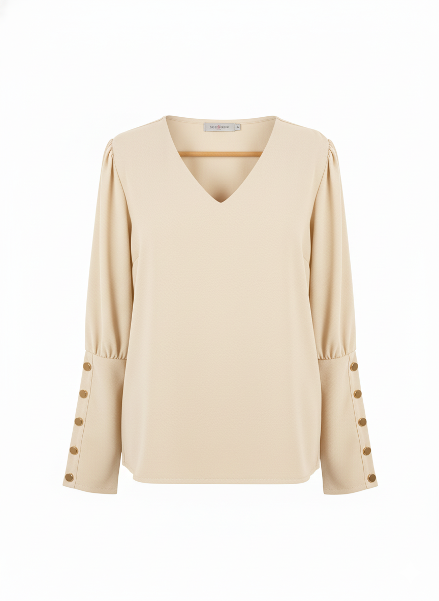 Blouse Femme Fluide Col V Manches Longues Coupe Élégante Confort Chic Bureau – Perla Chic | LyaMode