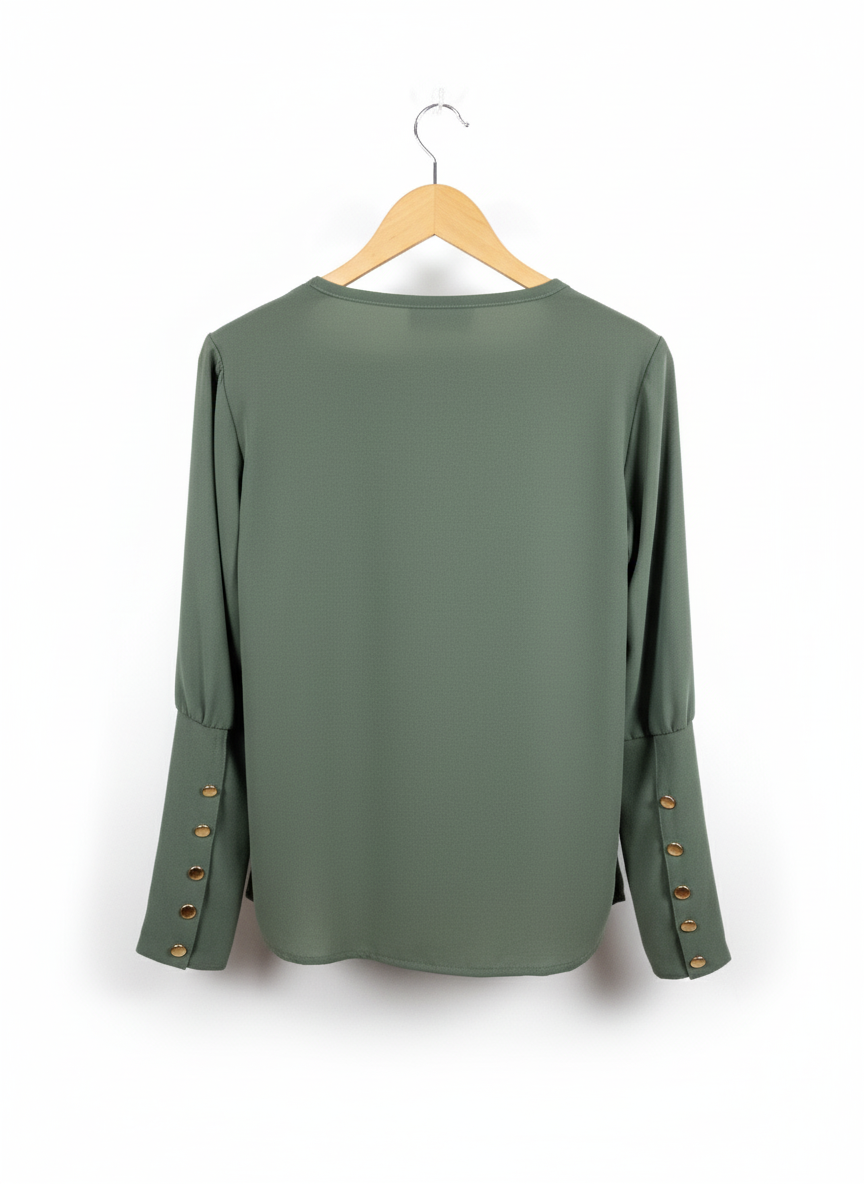 Blouse Femme Fluide Col V Manches Longues Coupe Élégante Confort Chic Bureau – Perla Chic | LyaMode