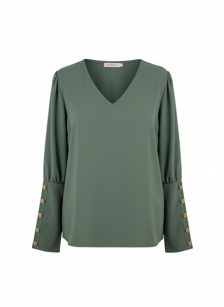 Blouse Femme Fluide Col V Manches Longues Coupe Élégante Confort Chic Bureau – Perla Chic | LyaMode