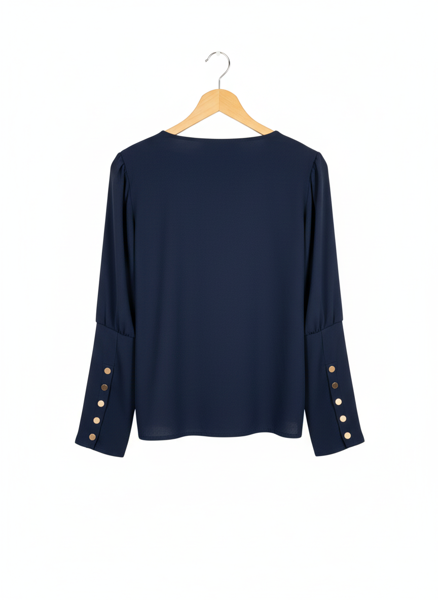 Blouse Femme Fluide Col V Manches Longues Coupe Élégante Confort Chic Bureau – Perla Chic | LyaMode