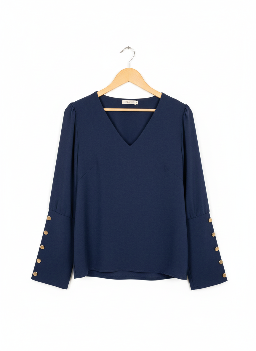 Blouse Femme Fluide Col V Manches Longues Coupe Élégante Confort Chic Bureau – Perla Chic | LyaMode