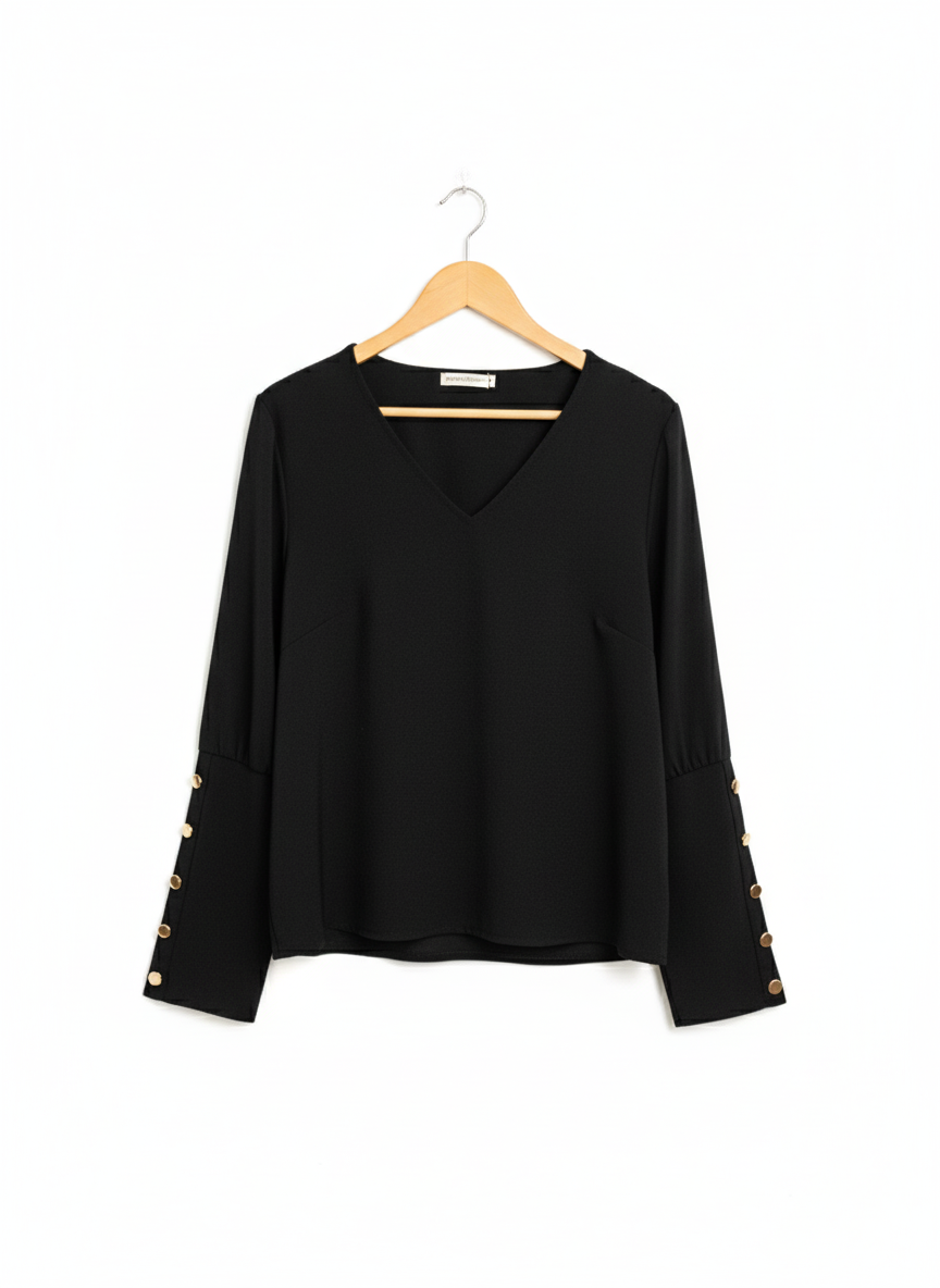 Blouse Femme Fluide Col V Manches Longues Coupe Élégante Confort Chic Bureau – Perla Chic | LyaMode