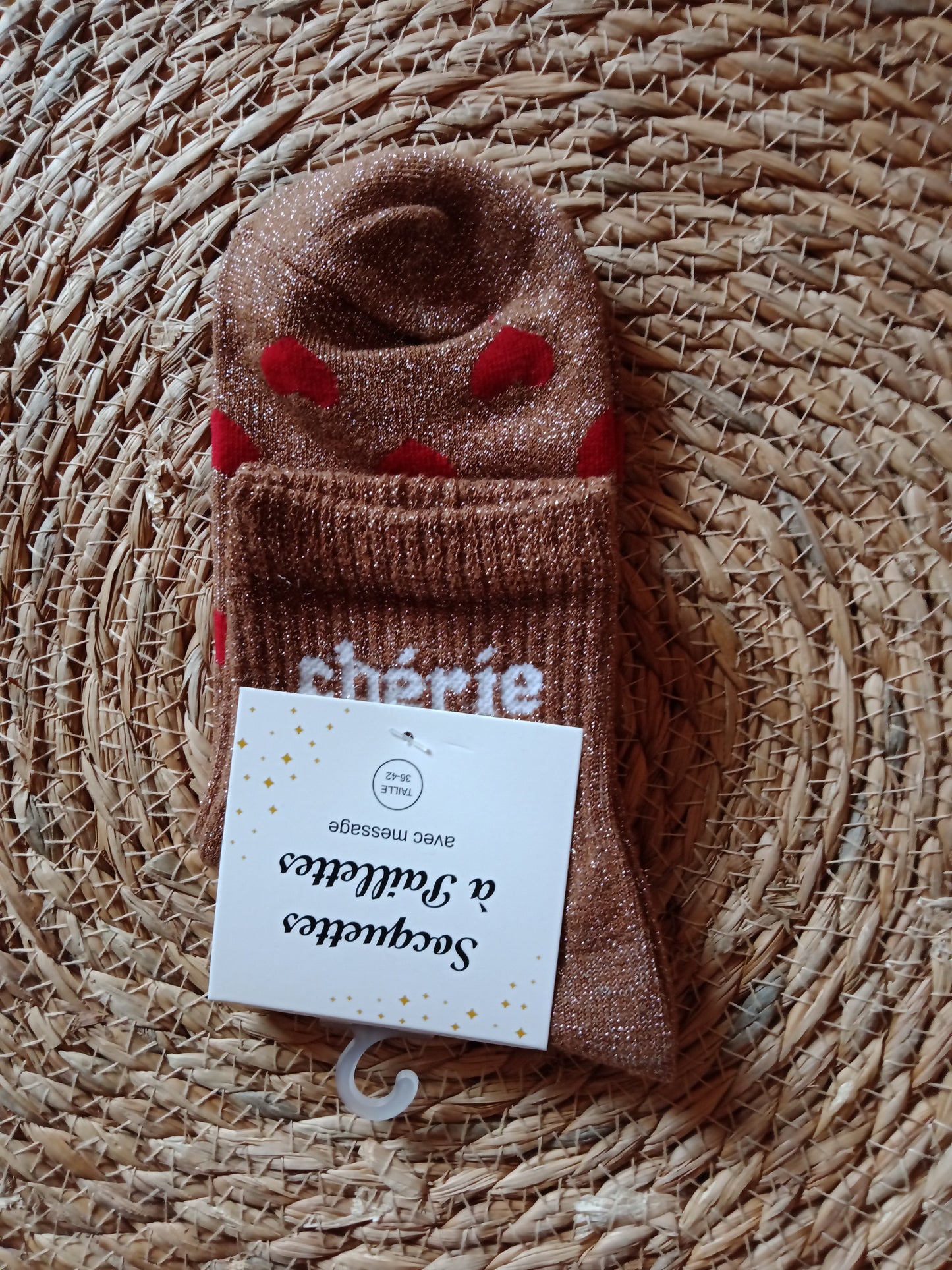 Chaussettes mi-mollet femme cœur pailleté Chérie d’Amour confort coton LyaMode