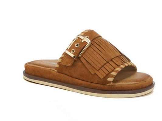 Mules à franges femme effet daim boucle élégante confort été | Mules Allure Franges LyaMode