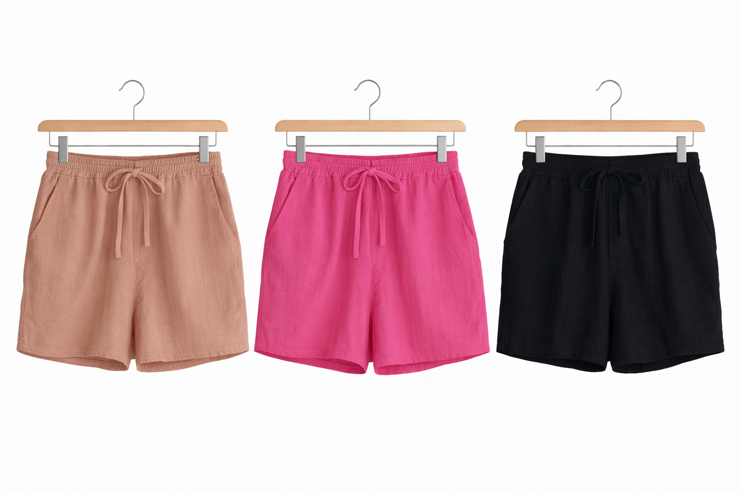 Short femme été 100% coton taille élastique lien à nouer poches confort respirant coupe fluide casual plage | Brise d’Été – LyaMode