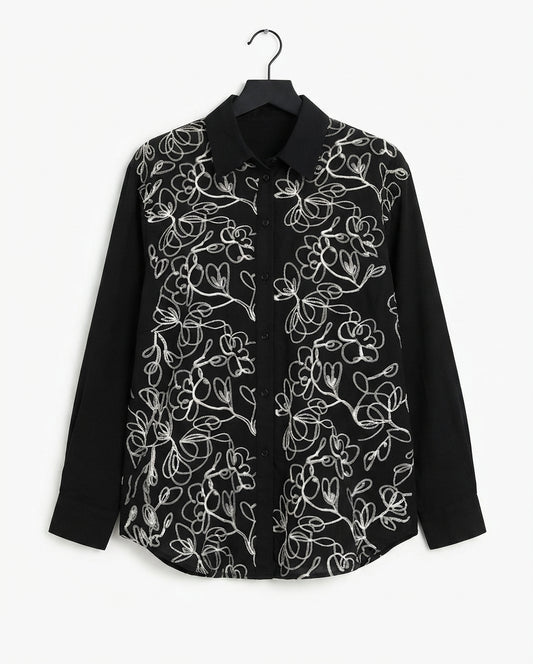 Chemise Femme Brodée Florale 100% Coton | LyaMode
