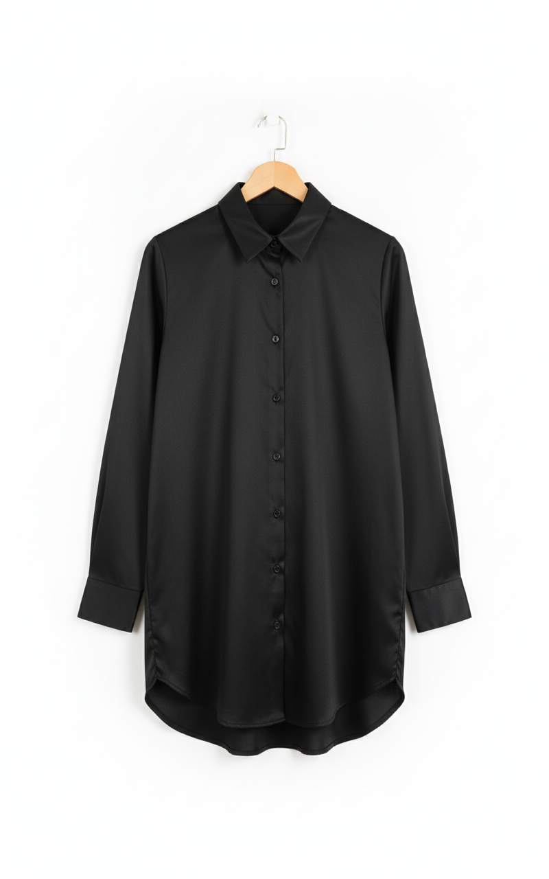 Chemise femme noire fluide coupe élégante manches longues tissu stretch confortable chic minimaliste bureau soirée taille unique | ChicNoir – LyaMode