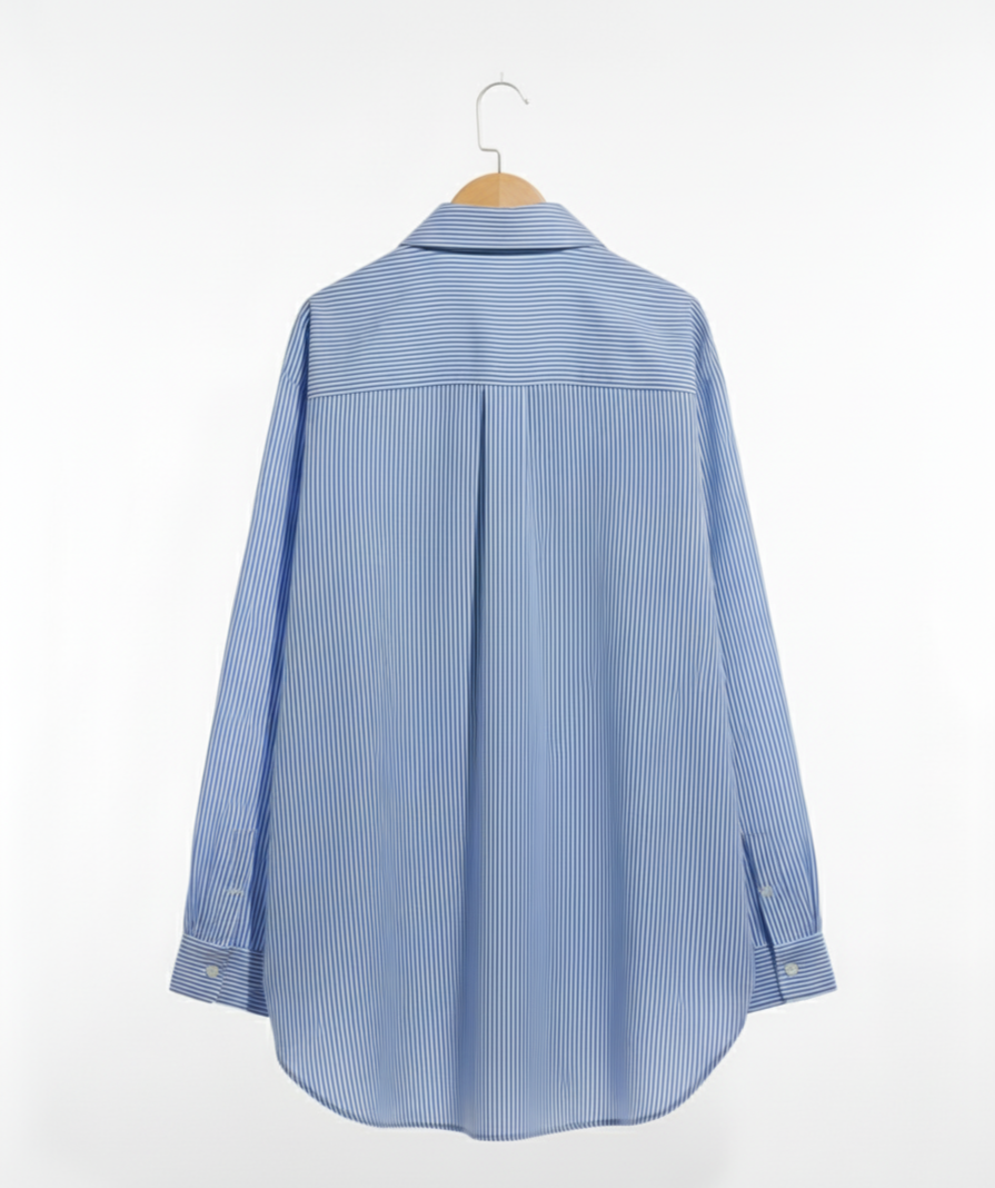 Chemise Rayée Femme Oversize Fluide Coupe Ample Manches Longues Casual Chic – Élégance Rayée | LyaMode