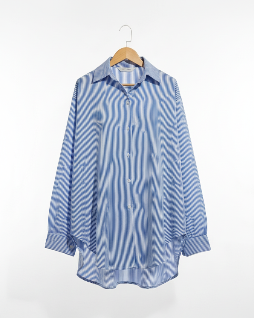 Chemise Rayée Femme Oversize Fluide Coupe Ample Manches Longues Casual Chic – Élégance Rayée | LyaMode