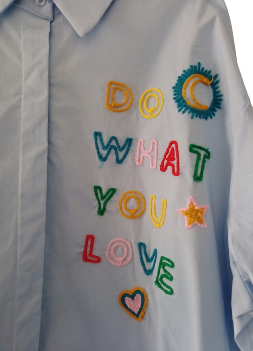 Chemise oversize coton brodée message – Chemise Good Mood – LyaMode