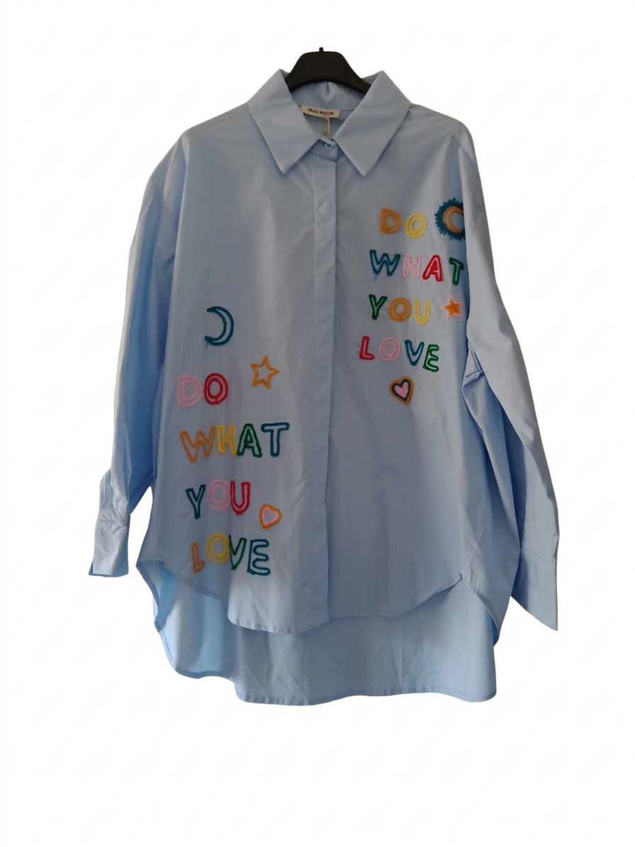Chemise oversize coton brodée message – Chemise Good Mood – LyaMode