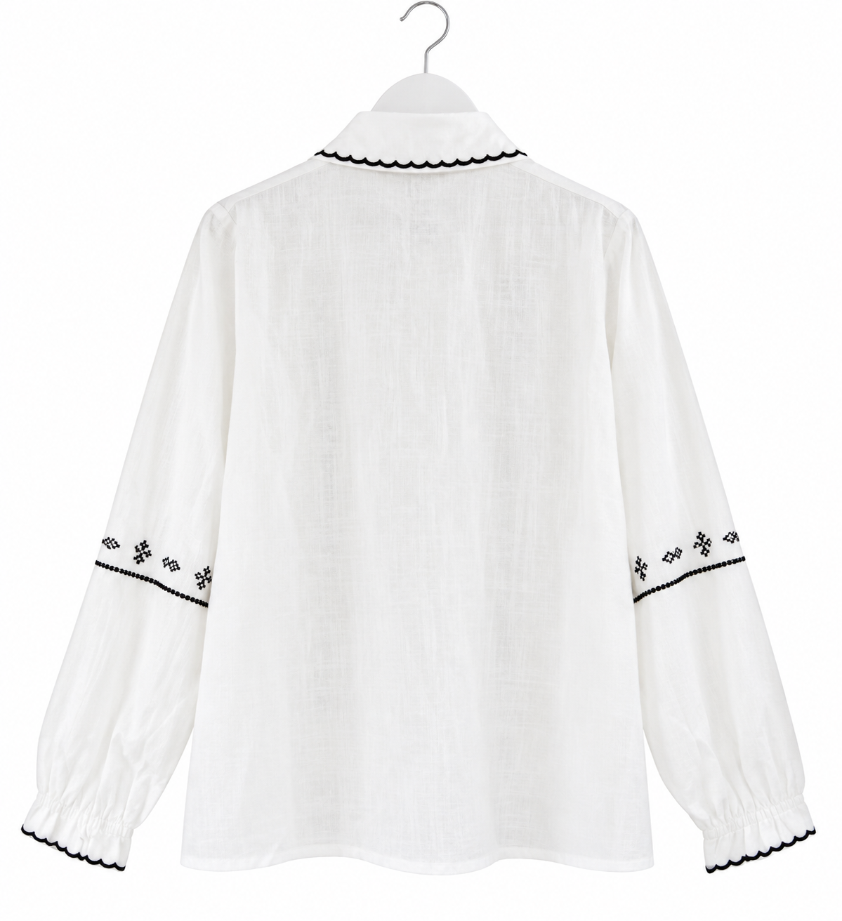 Chemise NOMADE femme blanche brodée noire | LyaMode