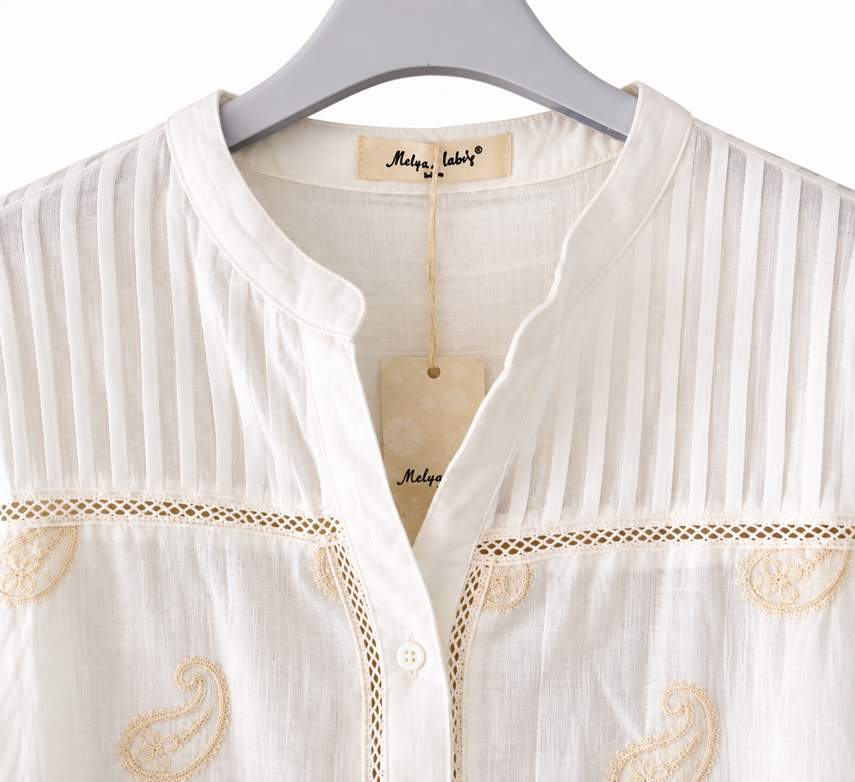 Chemise VOLUTES femme 100 % coton brodée | LyaMode