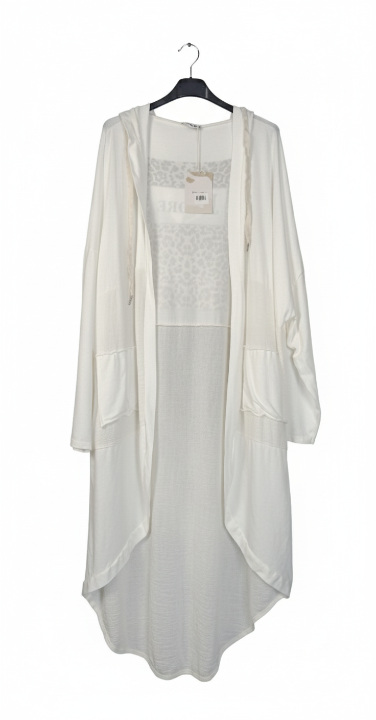 Gilet long femme oversize fluide coton élasthanne capuche léopard dos inscription J’Adore confortable chic taille unique | LyaMode