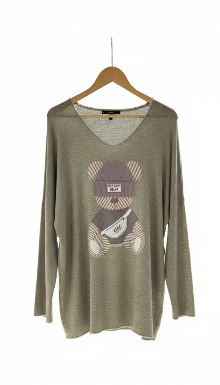 Pull femme maille chaude motif ourson coupe ample cosy confort douceur hiver | Teddy Cozy – LyaMode