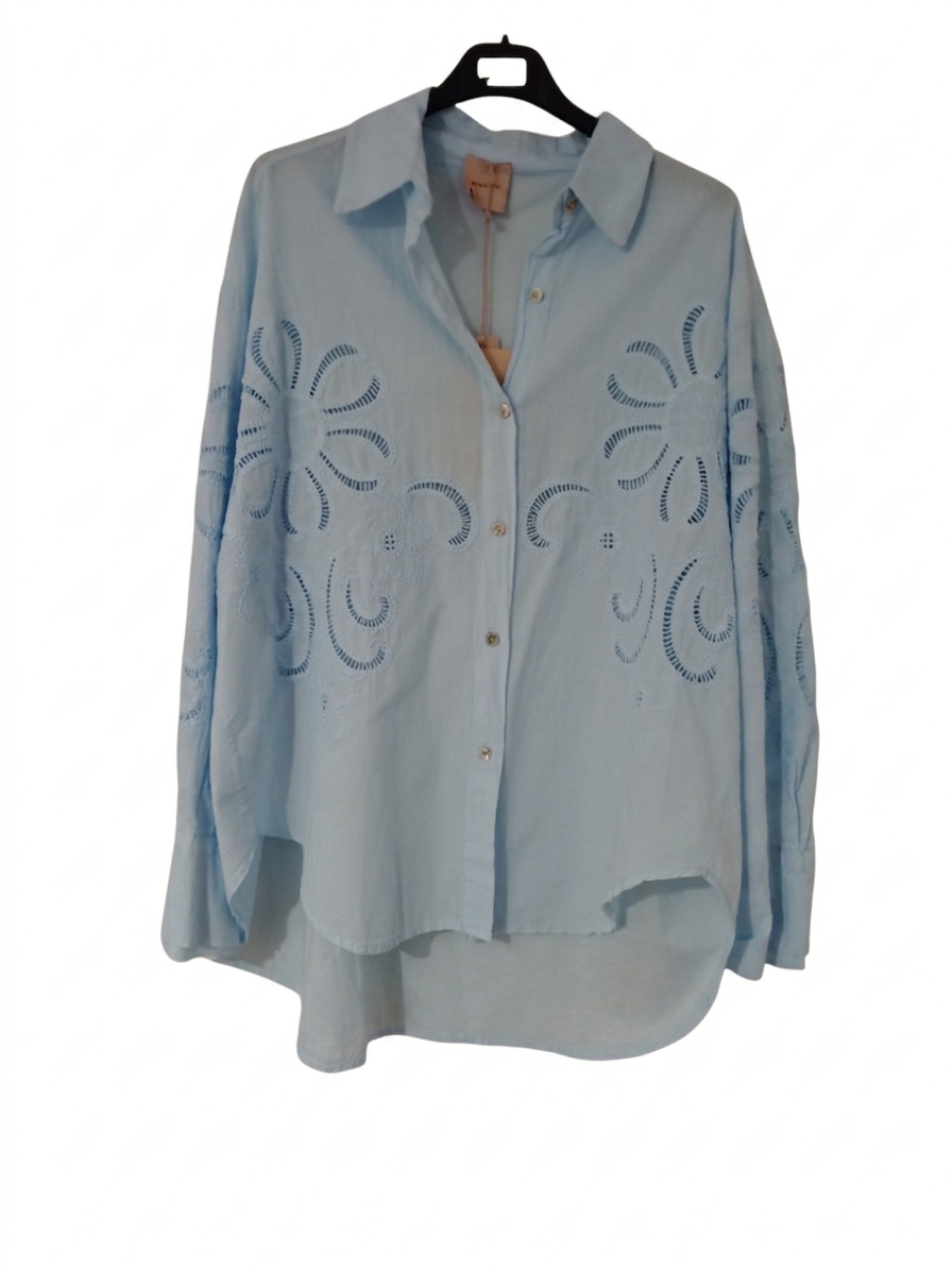 Chemise brodée femme oversize coton manches longues – Aura Brodée | LyaMode