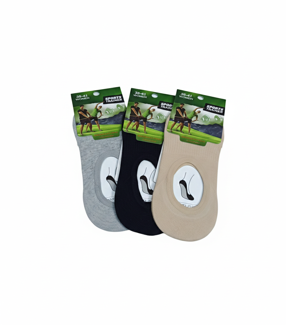 Chaussettes Invisibles Femme Coton Antidérapantes No Show Lot de 3 Les Invisibles du quotidien LyaMode