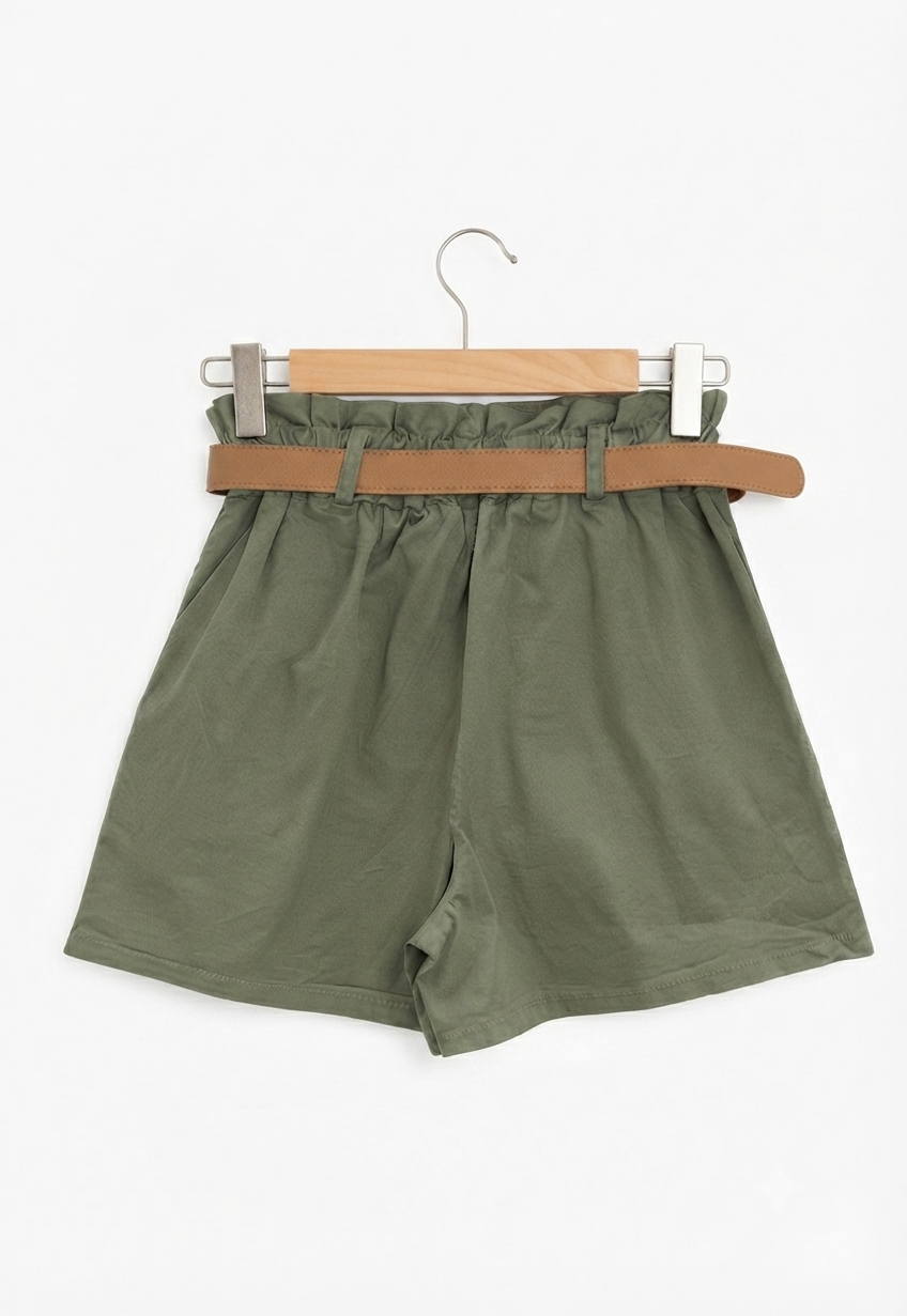 Short taille haute Horizon en coton avec ceinture | LyaMode