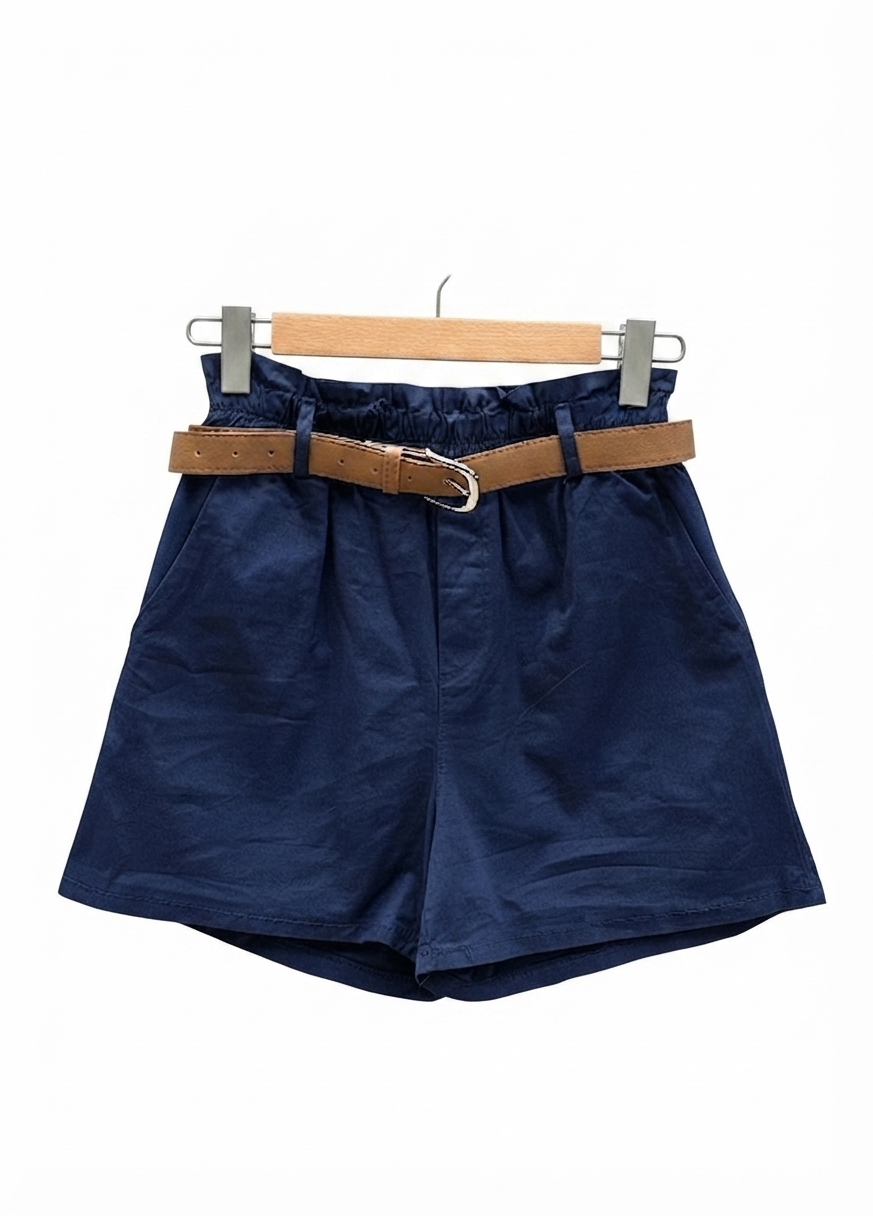 Short taille haute Horizon en coton avec ceinture | LyaMode