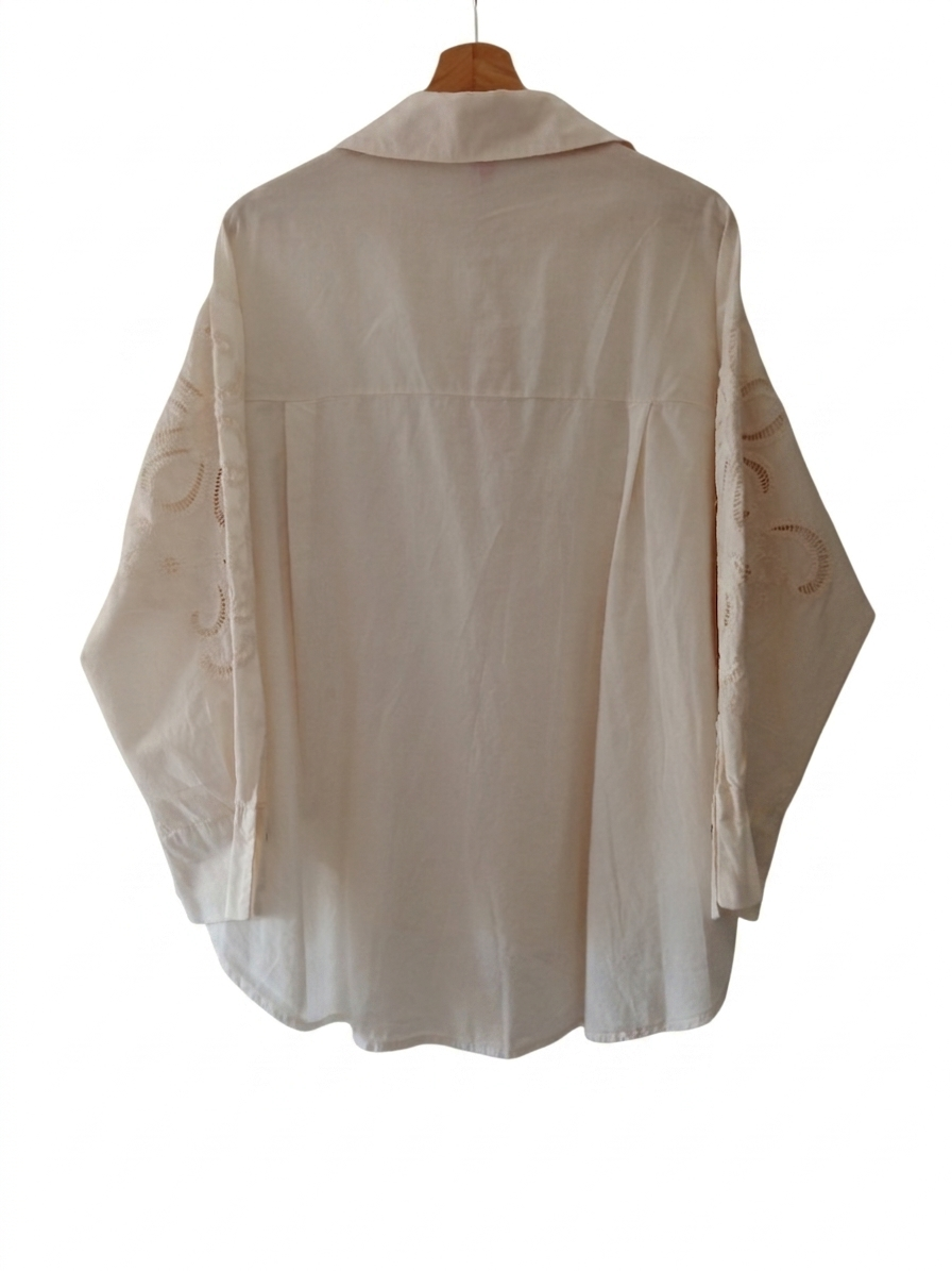 Chemise brodée femme oversize coton manches longues – Aura Brodée | LyaMode