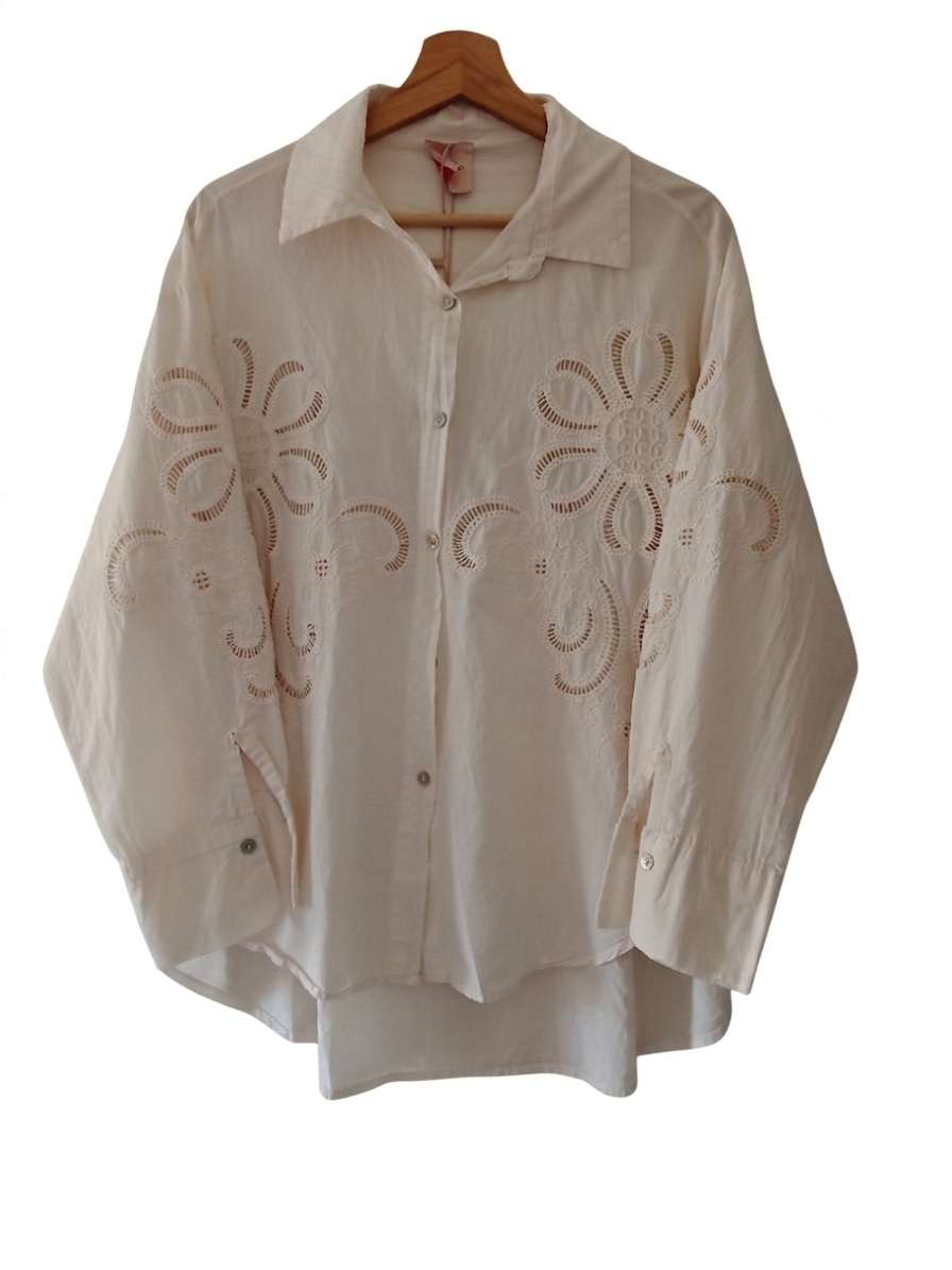Chemise brodée femme oversize coton manches longues – Aura Brodée | LyaMode